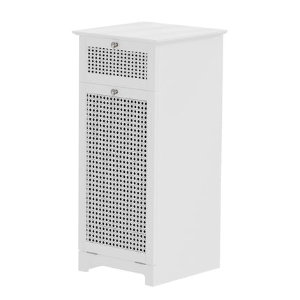 Artiss Laundry Hamper Cabinet Bathroom Storage White Rattan Clothes Basket.