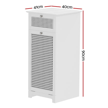Artiss Laundry Hamper Cabinet Bathroom Storage White Rattan Clothes Basket.