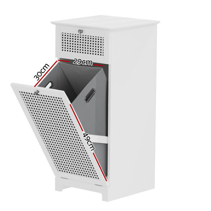 Artiss Laundry Hamper Cabinet Bathroom Storage White Rattan Clothes Basket.