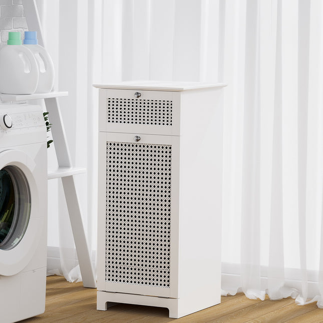 Artiss Laundry Hamper Cabinet Bathroom Storage White Rattan Clothes Basket.