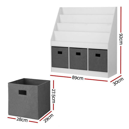 Keezi Kids Bookshelf 4 Tiers Magazine Rack Toy Box Organiser Storage Display Shelf.