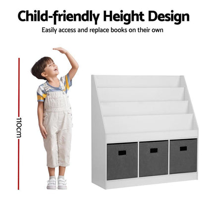 Keezi Kids Bookshelf 4 Tiers Magazine Rack Toy Box Organiser Storage Display Shelf.