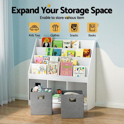Keezi Kids Bookshelf 4 Tiers Magazine Rack Toy Box Organiser Storage Display Shelf.