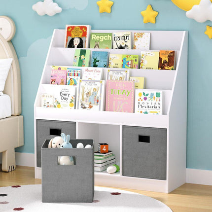 Keezi Kids Bookshelf 4 Tiers Magazine Rack Toy Box Organiser Storage Display Shelf.
