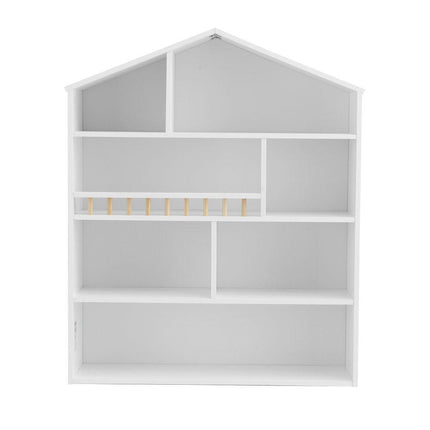 Keezi 4 Tiers Kids Bookshelf Wooden Bookcase Display Storage Organiser Cabinet White.