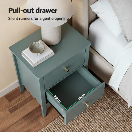 Artiss Bedside Table 2 Drawers Bedroom Storage Nightstand Green.