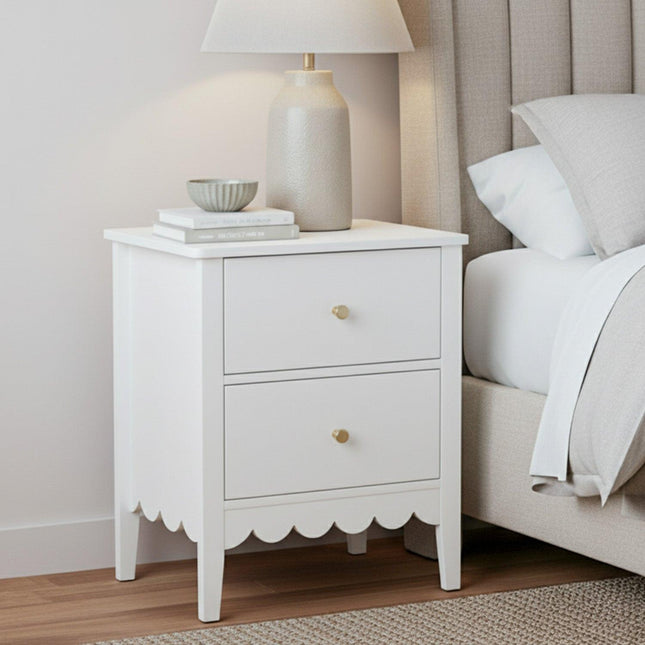 Artiss Bedside Table 2 Drawers Bedroom Storage Nightstand White.