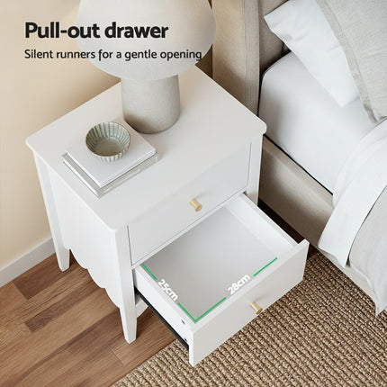 Artiss Bedside Table 2 Drawers Bedroom Storage Nightstand White.