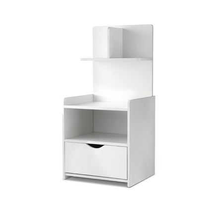 Artiss Bedside Table 1 Drawer with Shelves - EVERMORE White.