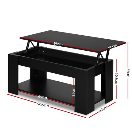 Artiss Coffee Table Lift-top Coffee Table Black.