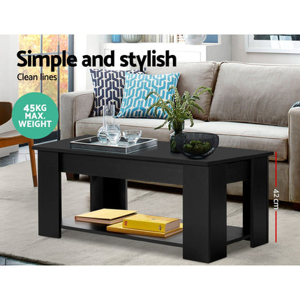 Artiss Coffee Table Lift-top Coffee Table Black.