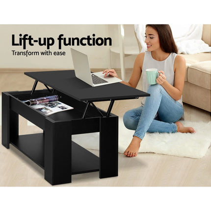 Artiss Coffee Table Lift-top Coffee Table Black.