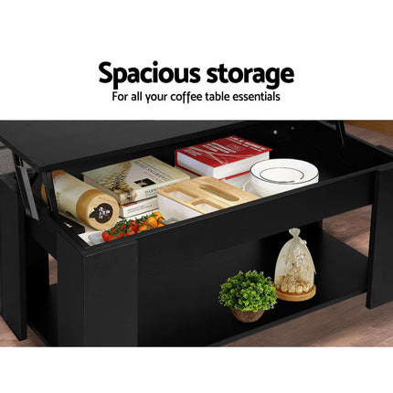 Artiss Coffee Table Lift-top Coffee Table Black.