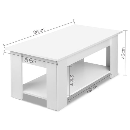 Artiss Coffee Table Lift-top Coffee Table White.