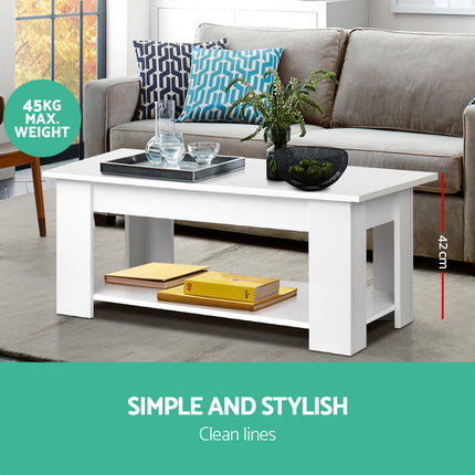 Artiss Coffee Table Lift-top Coffee Table White.