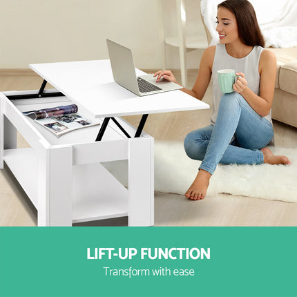 Artiss Coffee Table Lift-top Coffee Table White.