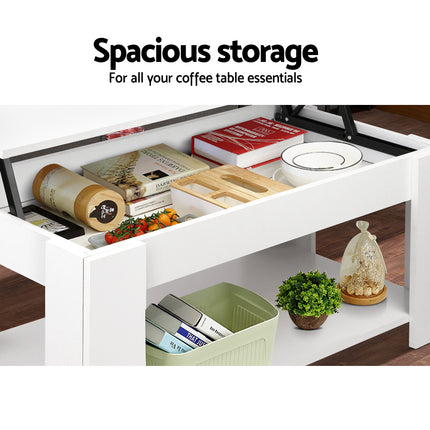 Artiss Coffee Table Lift-top Coffee Table White.