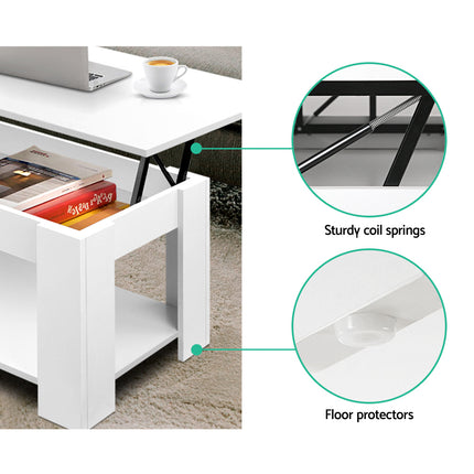 Artiss Coffee Table Lift-top Coffee Table White.