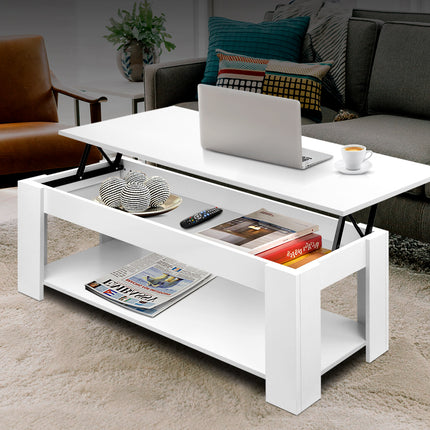 Artiss Coffee Table Lift-top Coffee Table White.