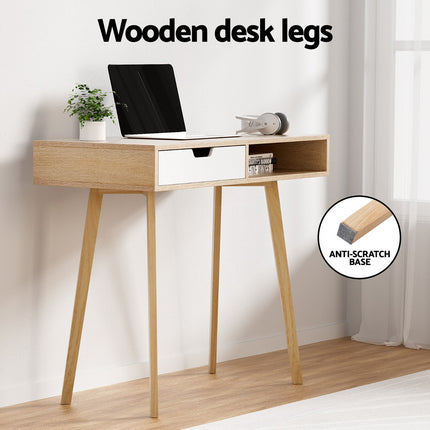 Artiss Computer Desk Drawer Cabinet Shelf Oak 90CM.