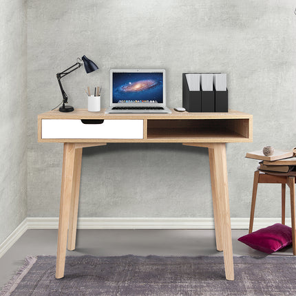 Artiss Computer Desk Drawer Cabinet Shelf Oak 90CM.