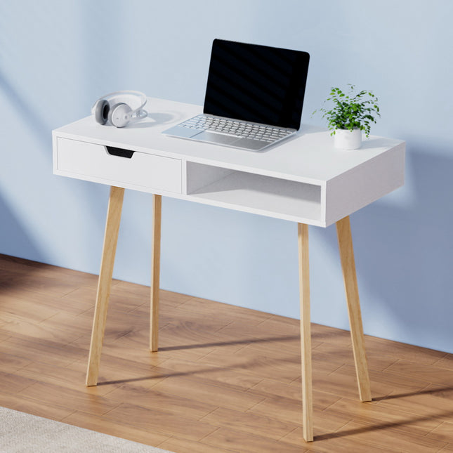 Artiss Computer Desk Drawer Cabinet Shelf White 90CM.