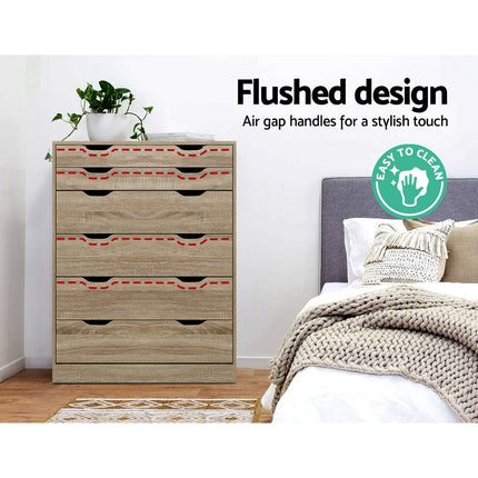 Artiss 6 Chest of Drawers - MYLA Oak.