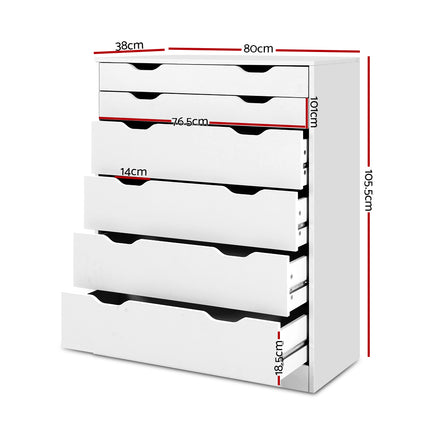 Artiss 6 Chest of Drawers - MYLA White.