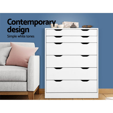 Artiss 6 Chest of Drawers - MYLA White.
