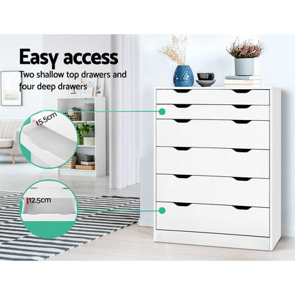 Artiss 6 Chest of Drawers - MYLA White.