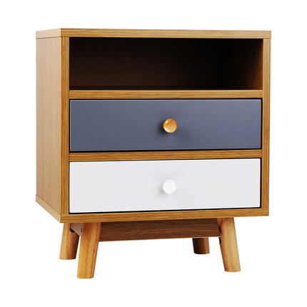 Artiss Bedside Table 2 Drawers - ANDERS White.