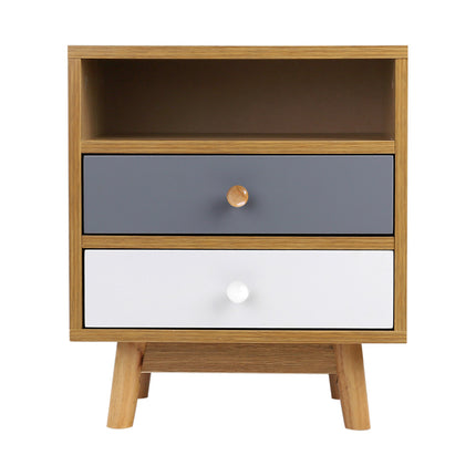 Artiss Bedside Table 2 Drawers - ANDERS White.