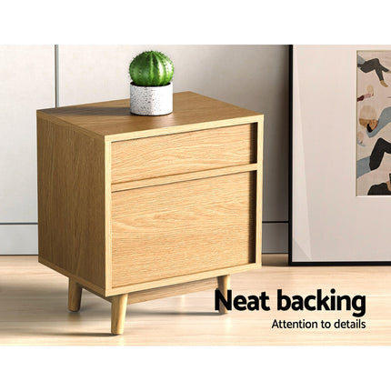 Artiss Bedside Table 2 Drawers - ANDERS White.