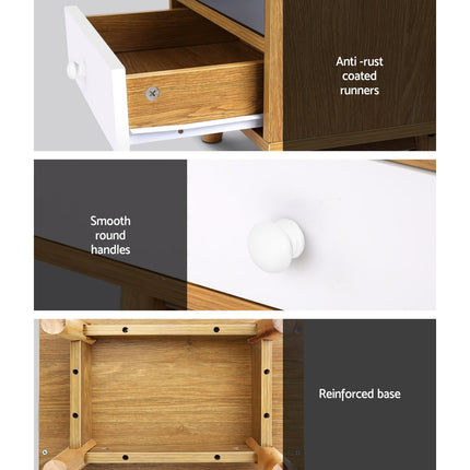 Artiss Bedside Table 2 Drawers - ANDERS White.