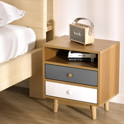 Artiss Bedside Table 2 Drawers - ANDERS White.