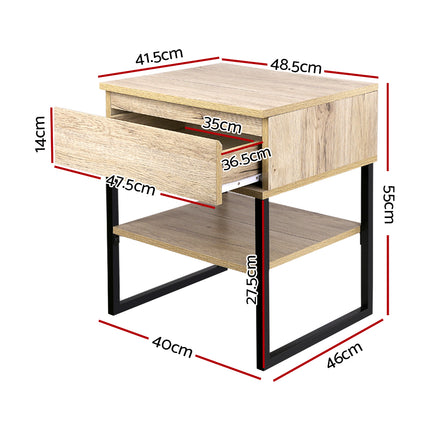 Artiss Bedside Table 2 Drawers - ANDERS White.