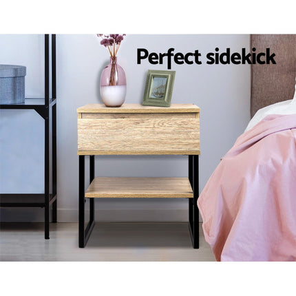 Artiss Bedside Table 2 Drawers - ANDERS White.