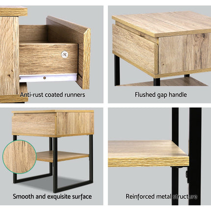 Artiss Bedside Table 2 Drawers - ANDERS White.