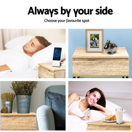 Artiss Bedside Table 2 Drawers - ANDERS White.