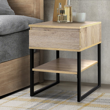 Artiss Bedside Table 2 Drawers - ANDERS White.