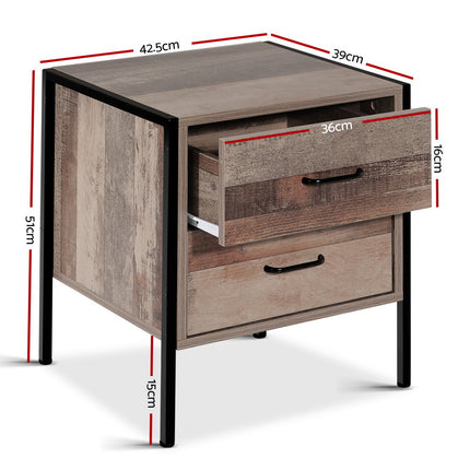 Artiss Bedside Table 2 Drawers - BARNLY.