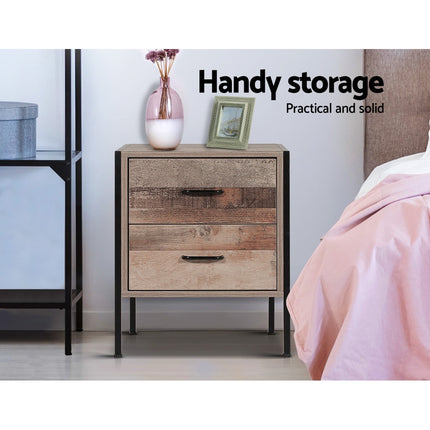 Artiss Bedside Table 2 Drawers - BARNLY.