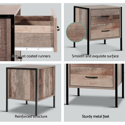 Artiss Bedside Table 2 Drawers - BARNLY.