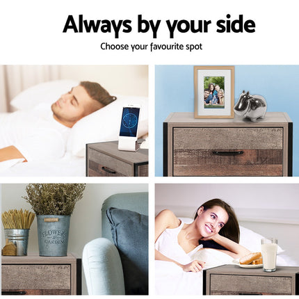 Artiss Bedside Table 2 Drawers - BARNLY.