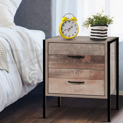 Artiss Bedside Table 2 Drawers - BARNLY.