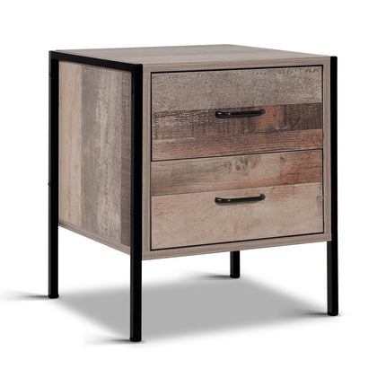 Artiss Bedside Table 2 Drawers - BARNLY.