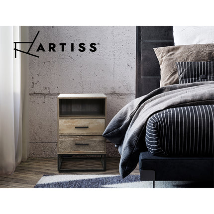 Artiss Bedside Table 2 Drawers with Shelf - BADAN.