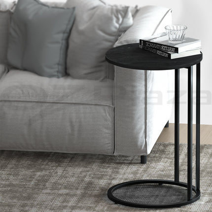Artiss Coffee Table Side Table Round Black Martha.