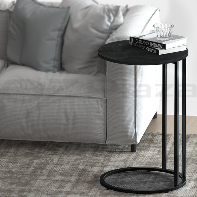 Artiss Coffee Table Side Table Round Black Martha.