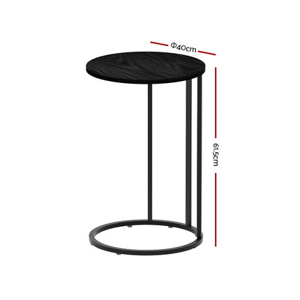 Artiss Coffee Table Side Table Round Black Martha.